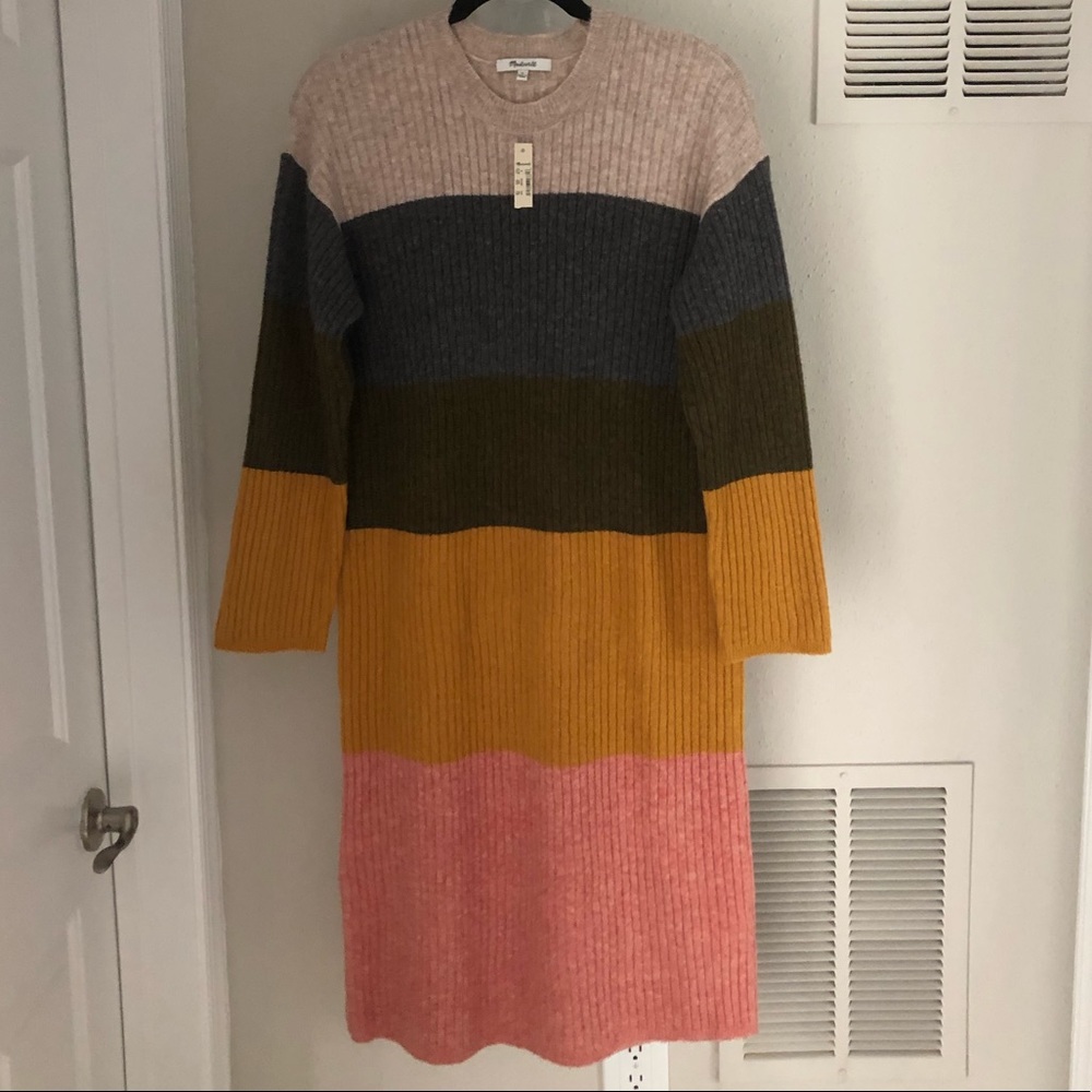 MADEWELL Colorblock Midi Sweater Dress | M NWT